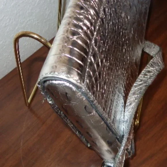 STUNNING Vintage Brahmin SILVER Melbourne Leather Shoulder Bag EXACT Clean LN - Picture 10 of 16